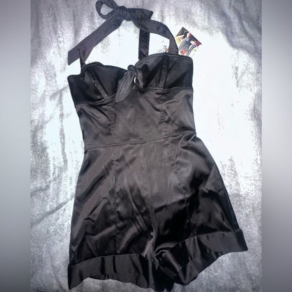 Betsey Johnson Satin Corset Jumpsuit Playsuit Size 10 NWTs - Picture 1 of 11